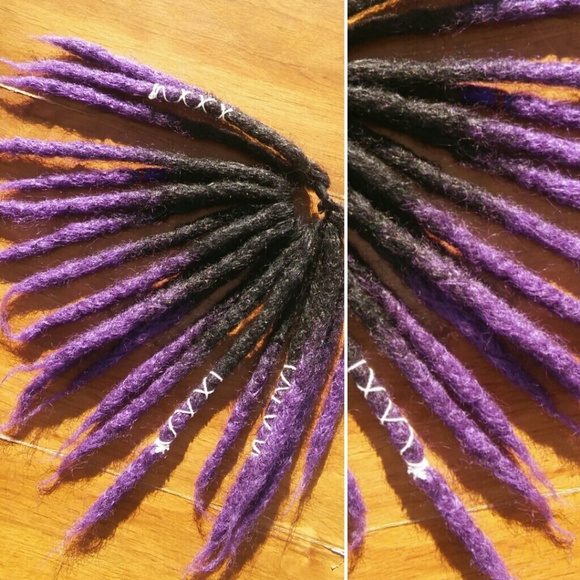 Handmade thick crochet black purple ombre dreads main image 5